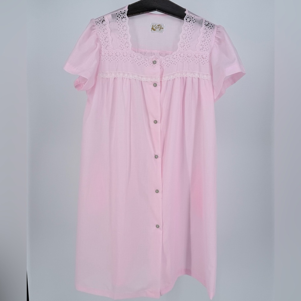 Classic Pink Button-Front Nightgown
